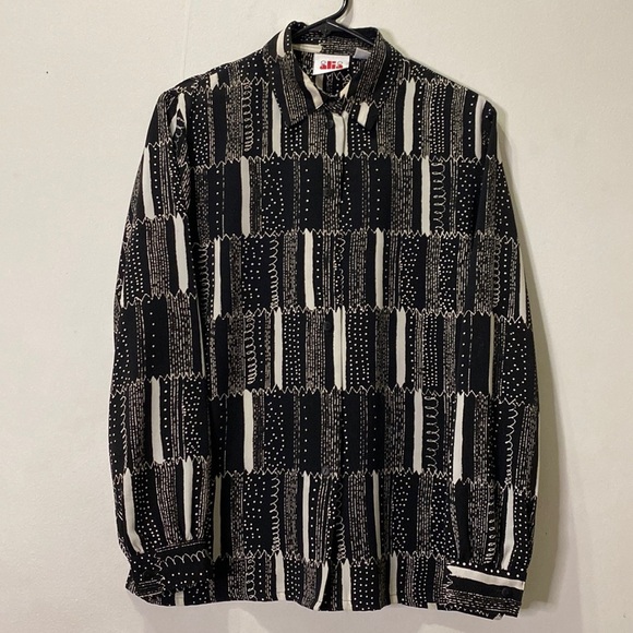 Vintage Alia b&w abstract Blouse - Picture 1 of 8